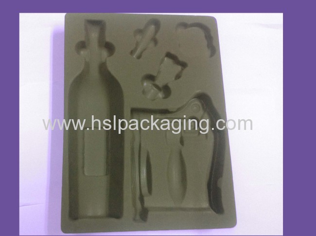 hot sale cheap and fine wholesale PS flocking plastic wine tray for packing