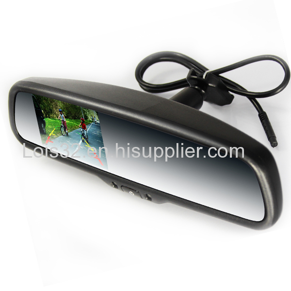 4.3 inch rearview car mirror with parking sensor +auto-dimming+compass