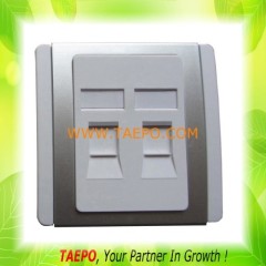 2-port 86 x 86mm AP type faceplate with silver frame