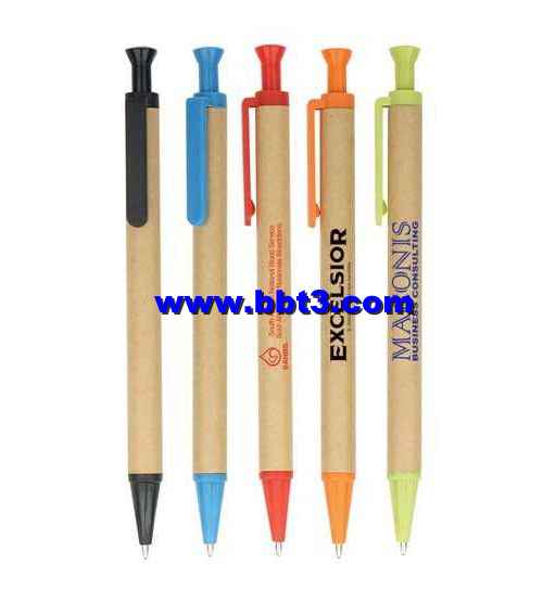 Paper eco promotional ballpoint pen with plastic accessories