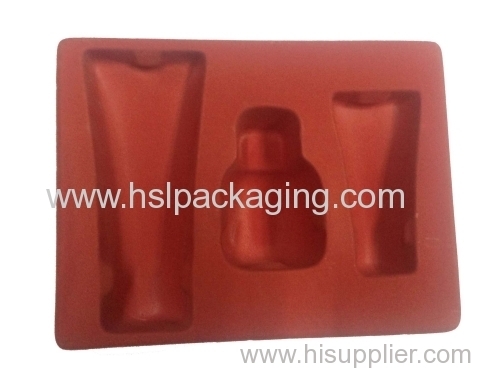 beautiful red color PS flocking tray for cosmetic