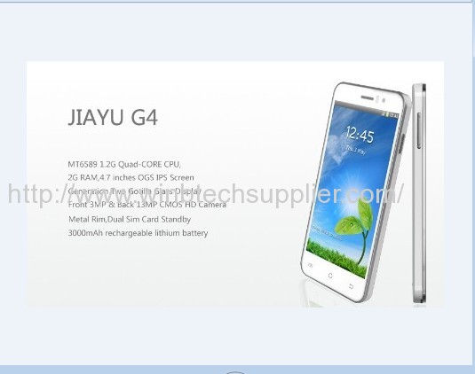 JIAYU G4 MTK6589 Quad Core 1.2G 1GRAM/4GROM 3G Android 4.1 4.7