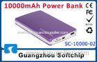 Purple 10000mAh Portable Rechargeable Power Bank For Computer