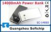 14000mAh Black Rechargeable Power Bank , Polymer Battery For Mobile