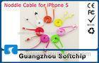 Red Apple Iphone 5 Accessories Flat Micro USB Noodle Cable For Ipad
