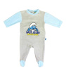 BABY GARMENTS--BABY BOY ROMPER with nich emb. on the front chest. contracted colors for neck,sleeves and feets