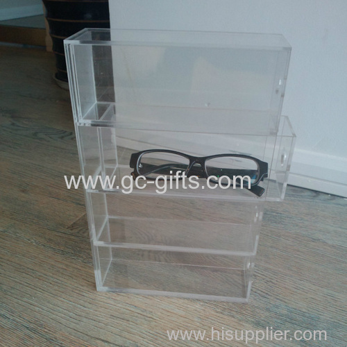 4 drawer type acrylic glasses display