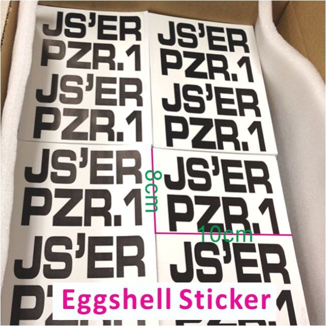 Custom 10x10cm Eggshell Stickers Printed with Black Texts,Big Size Eggshell Sticker with Strong Adhesive