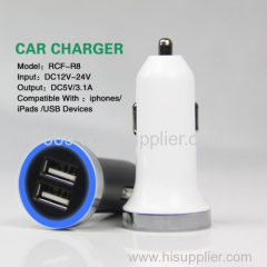 2013 new design colorful 3.1a car charger for iphone/ipad