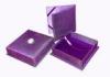 350g Ivory Board Purple Cardboard Chocolate Boxes For Gift Packing With Ribbon , 25 X 10 X 7cm