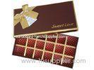 Stamp / UV Coating Brown Cardboard Chocolate Box With 18 Cells Customized Sizes