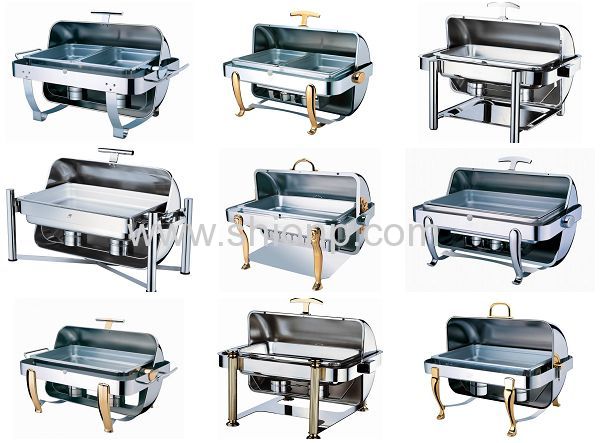 Rectangle roll top chafing dishes