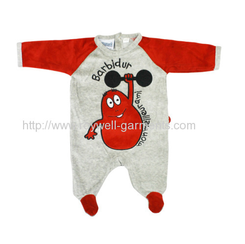 Red and grey Embroidered Caftwork baby romper