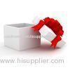 110x110x210mm White Handmade Cardboard Chocolate Box With Red Ribbon Hot Stamping