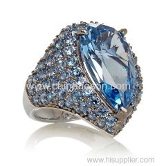 Pear-Cut Cocktail Ring with blue crystal stones