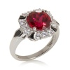 Ruby with Black Baguette and Pave Sterling Silver Frame Ring