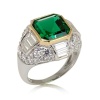 Octagon Simulated Emerald and Channel-Set Baguette Two-Tone Ring