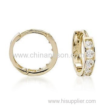 Child's CZ Hoop Earrings in 14kt Yellow Gold Plating