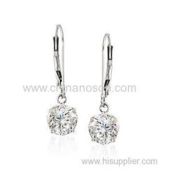 CZ dangle Earrings in 14k White Gold