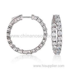 CZ In-And-Out Hoop Earrings in Sterling Silver