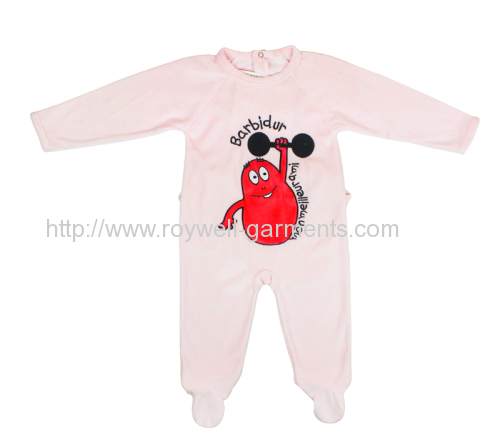 Red barbibur lifting pattern Baby velour romper