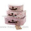 Grey Board + Coated Paper Pink Cardboard Suitcase Box For Packaging Gift / Jewelry