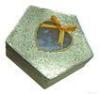 Pentagon Shaped Cosmetic Packaging Boxes With Clear Pvc Window / Ribbon Full Color Offset Printing