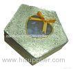 Pentagon Shaped Cosmetic Packaging Boxes With Clear Pvc Window / Ribbon Full Color Offset Printing
