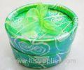 Glitter Green Fancy Oval Paper Box 4 Color Offset Printing With Ribbon Closure