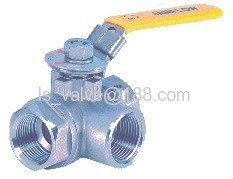 Three-way screwed ball valve