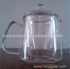 Double Wall Heat Resistan Glass Teapot Coffee Pot