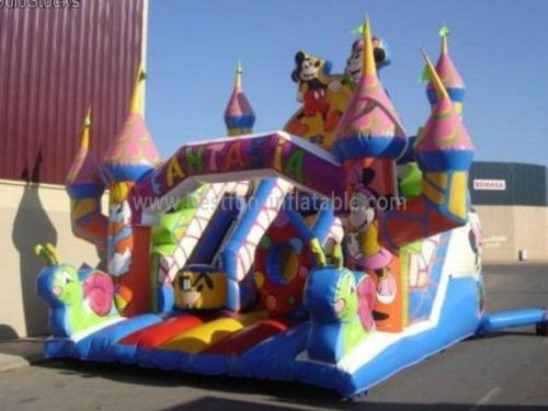 Mickey Bouncy Castle Snail Inflatable Slide For Sale