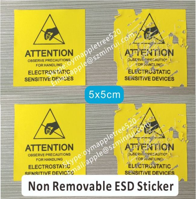 High Quality Non Removable ESD Safety Label Sticke,Destructive Tamper Evident Static ESD Labels Rolls 