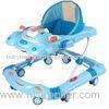 Blue Carton Rolling Baby Walker With Lovely Toys , Plastic Baby Walker