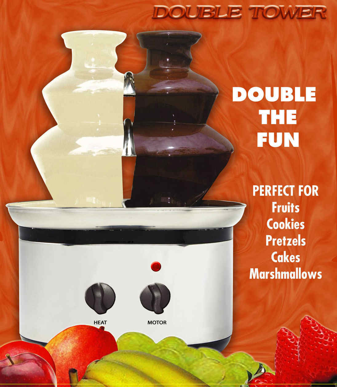 Party Double Chocolate Fountain with two color chocolate