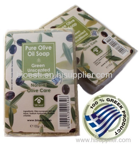 Natural Olive Oil Soap Traditional Green in plastic wrapping100 gr