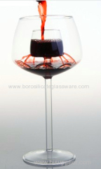 Hand Blown Goblet Glass Red wine Glass with foutain design