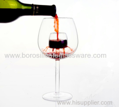 Hand Blown Goblet Glass Red wine Glass with foutain design