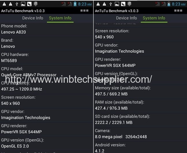 Original Support Russian lenovo A820 MTK6589 Quad Core Phone RAM 1GB ROM 4GB Android 4.1black / White phone