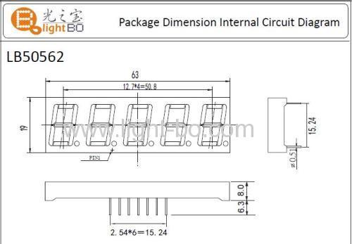 display a led a 7 segmenti da 14,2 mm (0,56 pollici) a cinque cifre personalizzato ultra blu, -63 x 19 x 8 mm