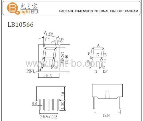 display led super verde a una cifra da 0,56 pollici a 7 segmenti - 12,5 x 17,4 x 8 mm