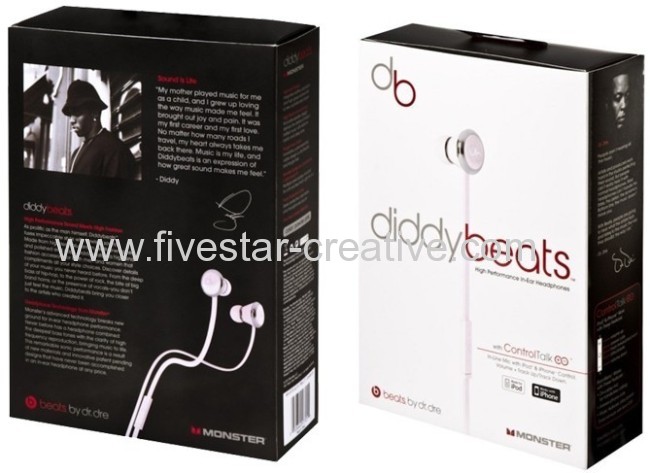 Diddybeats High Performance In-Ear Headphones with ControlTalk Power Pink