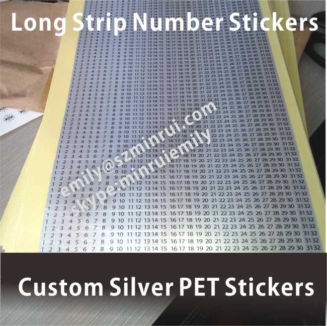 Custom Silver Number Stickers,Number Stickers for Marking Electronic Components,Water Proof PET Vinyl Number Stickers