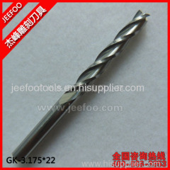 3.175*22 Three Flutes Spiral Engraving Cutters/ Drill Bits/ Carbide Tool Bits For Carving Wood CNC Router Machine