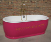 cast iron bathtub with coat