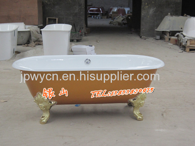 white cast iron bathtub