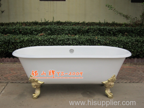 white cast iron bathtub