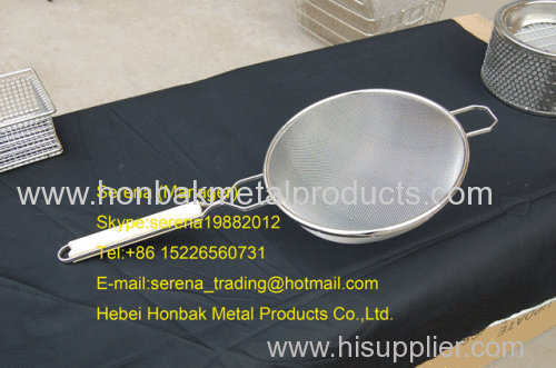 Tinned wire reinforced double mesh strainer 12''