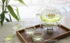 Nice And Useful Hand Blown Borosilicate Glass Green Teas Teaware Sets