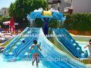 Customized Fiberglass Aqua Blue Water Park , Hand Spray-Up Slides For Kids